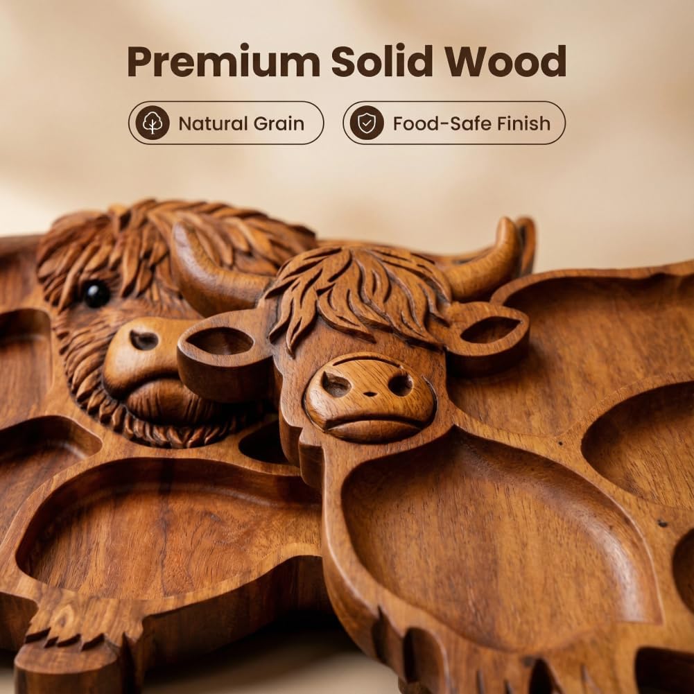 🐮 Highland Cow Oak Charcuterie Board