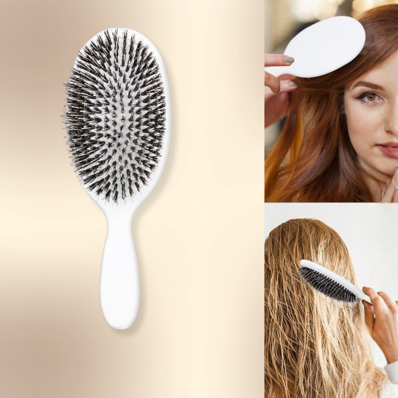 Boar Bristle Brush with Nylon Bristles and Microsphere Massaging