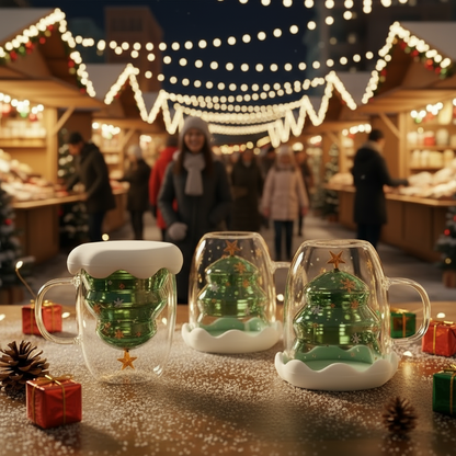 🎄☕ Christmas Snowflake Glass Mug ☕🎄