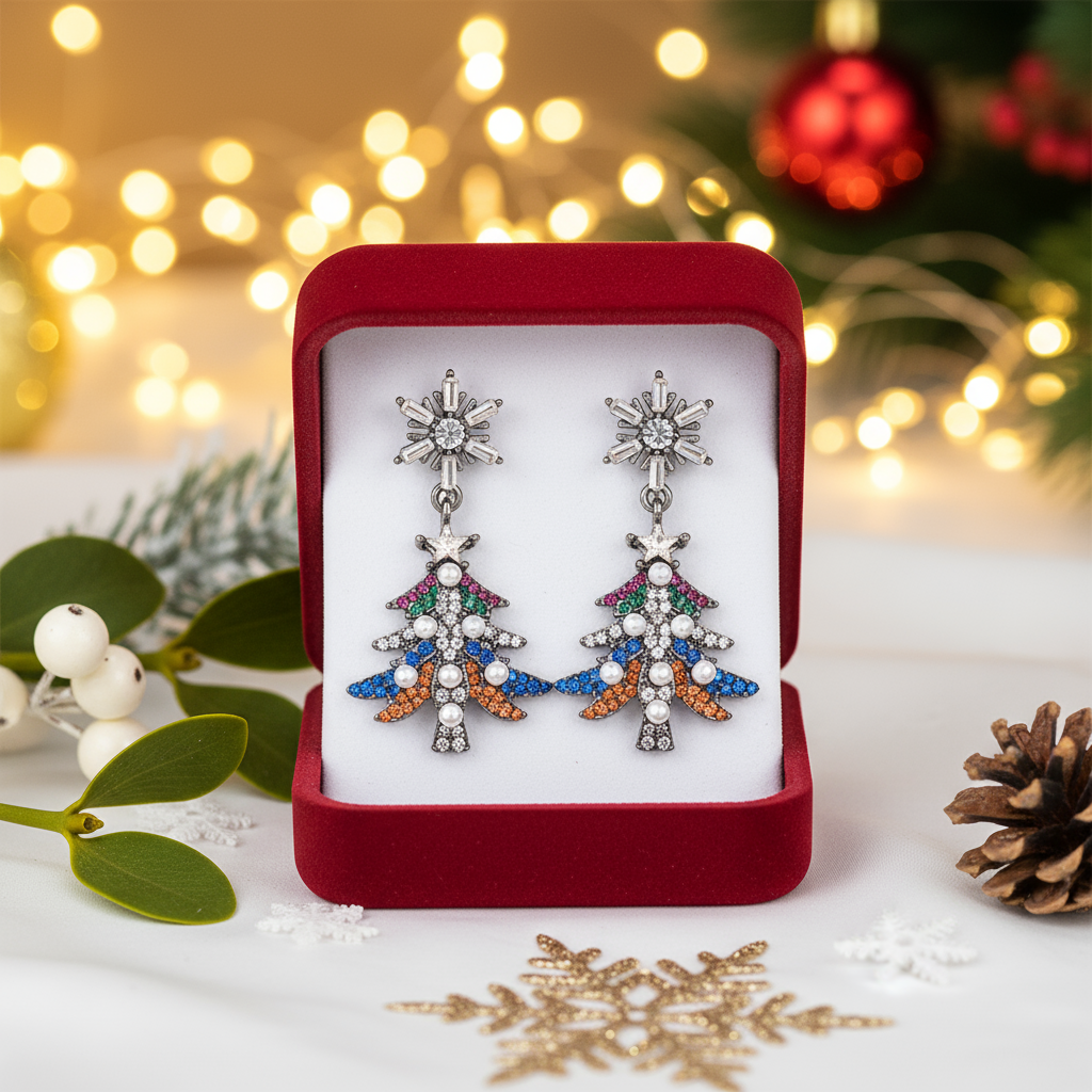 🎄 Christmas Sparkle Earrings — Light Up Your Holiday Style