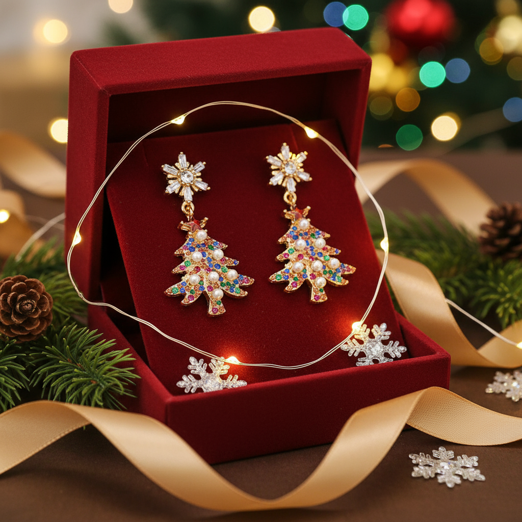 🎄 Christmas Sparkle Earrings — Light Up Your Holiday Style