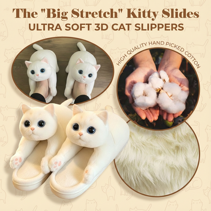 The "Big Stretch" Kitty Slides - Ultra Soft 3D Cat Slippers