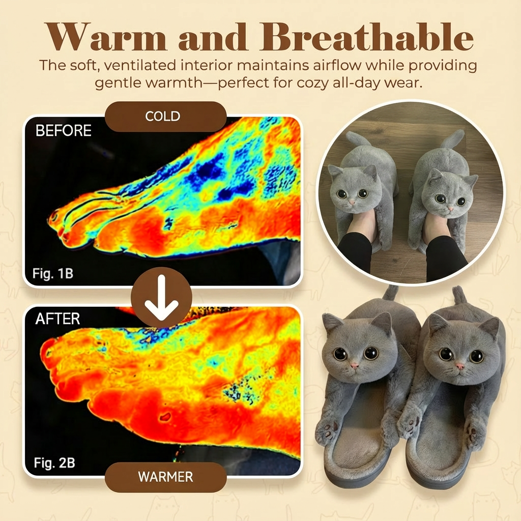 The "Big Stretch" Kitty Slides - Ultra Soft 3D Cat Slippers