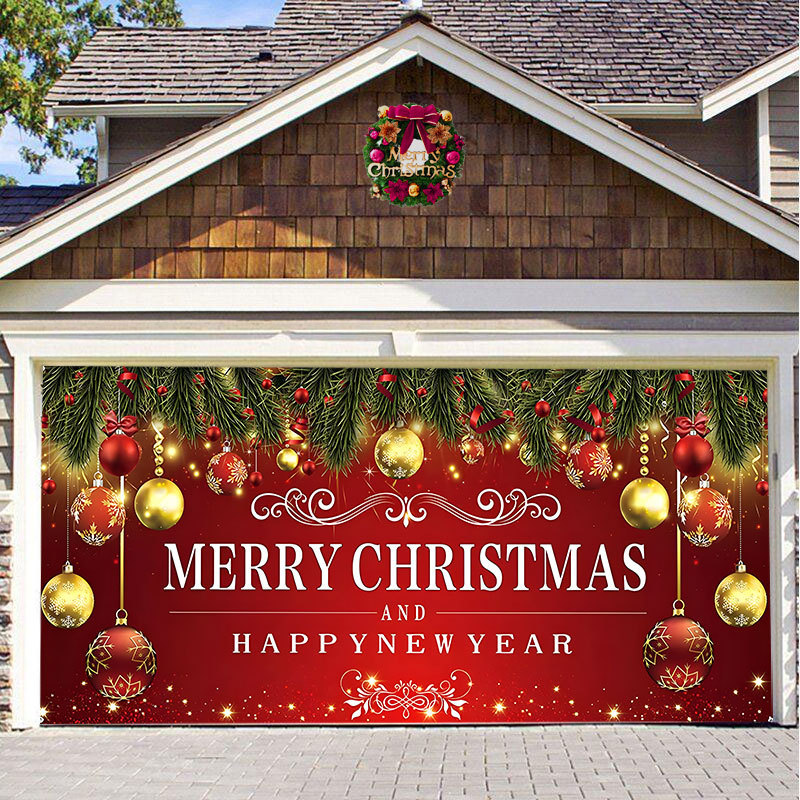 Christmas Garage Door Decor Banner - Festive Holiday Background