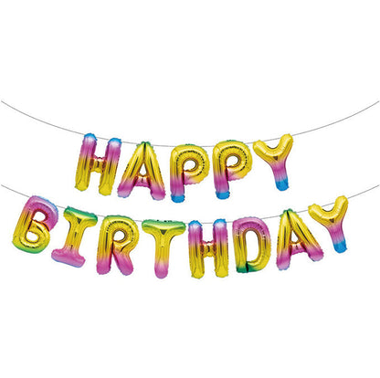 Happy Birthday Balloons Banner 16 Inch