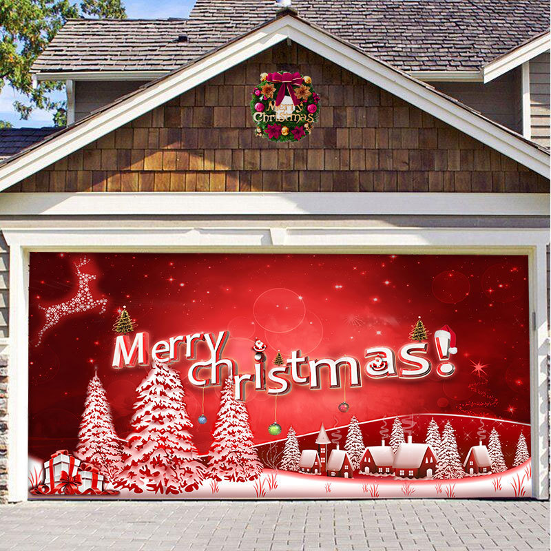 Christmas Garage Door Decor Banner - Festive Holiday Background