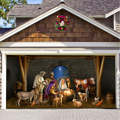 Christmas Garage Door Decor Banner - Festive Holiday Background