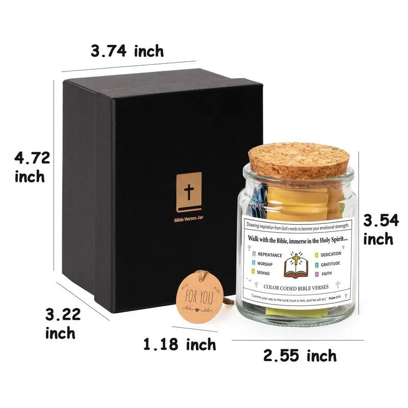 Handmade 90 Day Bible Verses Jar (Comes With Christian Gift Box)
