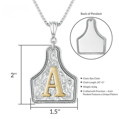Custom Letter Pendant Cow Tag Initial Necklace 🤠