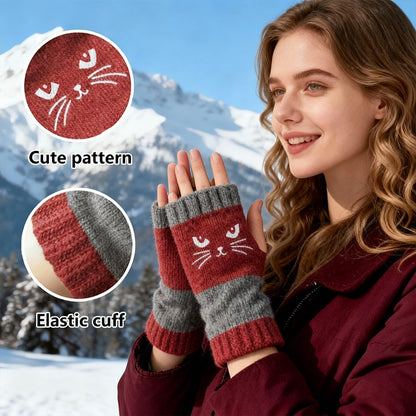 Cozy Cat-Themed Fingerless Gloves for Fall & Winter Lovers 🐾❄️