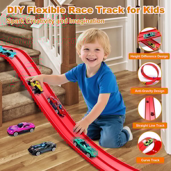 🎄🚗 Flexible Racing Track Set – DIY Racing Adventure Toy | The Best Christmas Gift for Kids 🎁