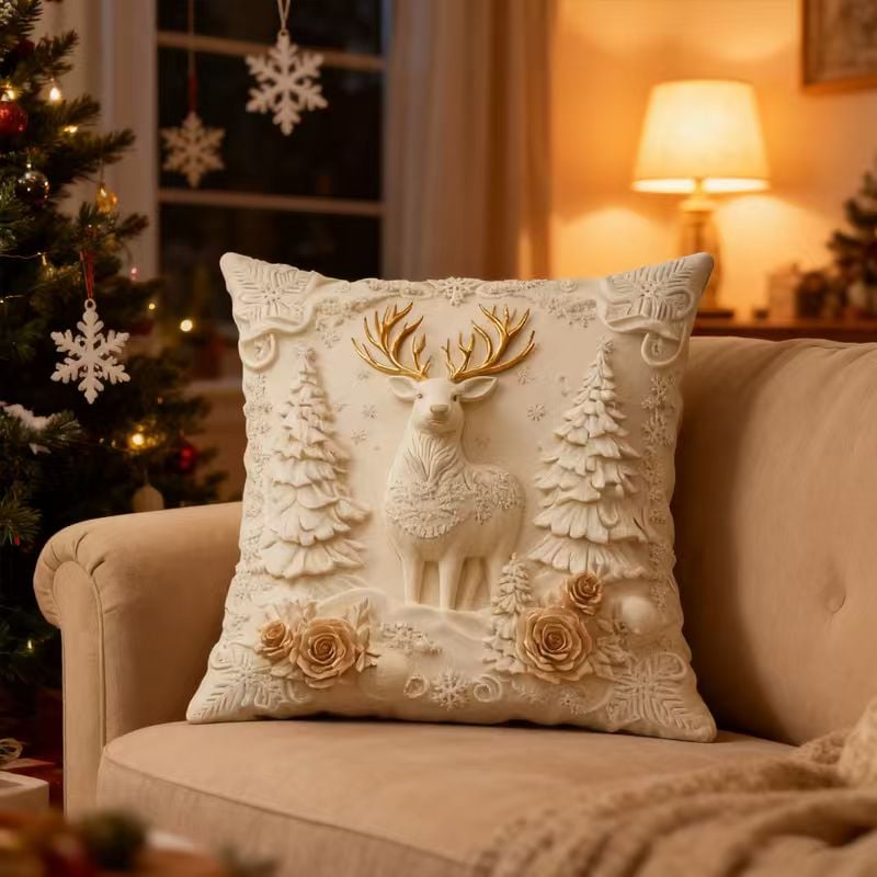 🏆 50K+ SOLD! 🎄 Luxury Christmas Style Pillow Cover – Machine Washable, Wrinkle-Resistant, Durable, Perfect for Living Room, Bedroom, Office & More 🛋️✨