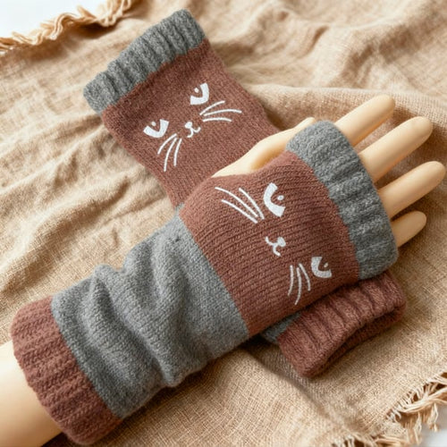 Cozy Cat-Themed Fingerless Gloves for Fall & Winter Lovers 🐾❄️