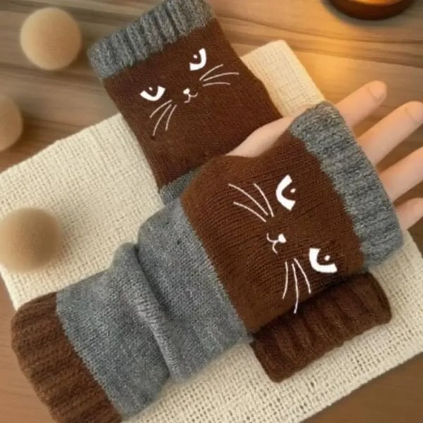 Cozy Cat-Themed Fingerless Gloves for Fall & Winter Lovers 🐾❄️