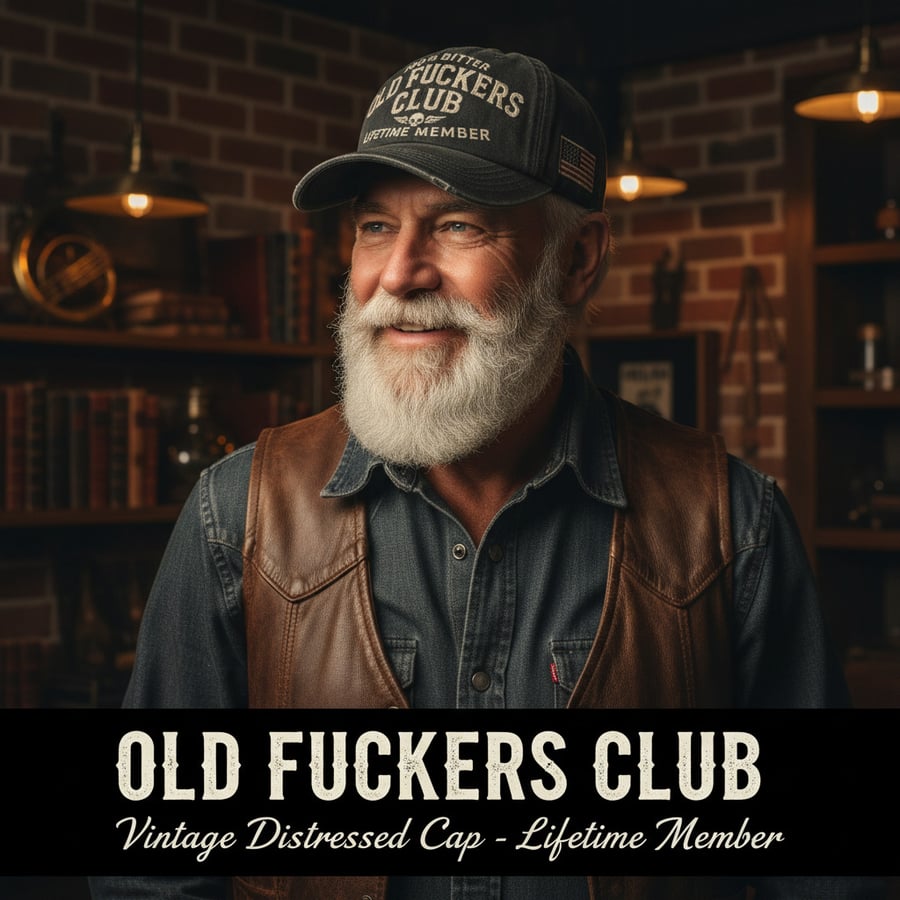 🧢 Vintage “Old Club” Lifetime Member Distressed Cap– Washed Cotton Retro Hat with Attitude