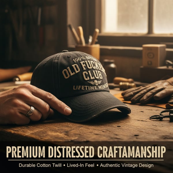 🧢 Vintage “Old Club” Lifetime Member Distressed Cap– Washed Cotton Retro Hat with Attitude
