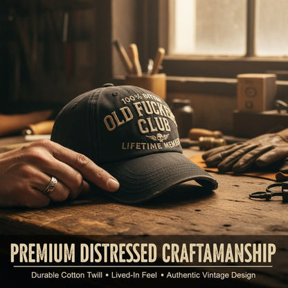 🧢 Vintage “Old Club” Lifetime Member Distressed Cap– Washed Cotton Retro Hat with Attitude