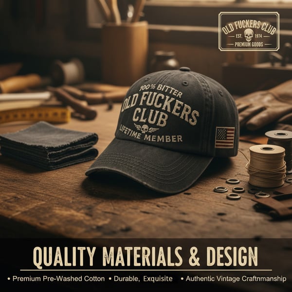 🧢 Vintage “Old Club” Lifetime Member Distressed Cap– Washed Cotton Retro Hat with Attitude