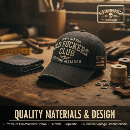 🧢 Vintage “Old Club” Lifetime Member Distressed Cap– Washed Cotton Retro Hat with Attitude