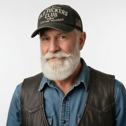 🧢 Vintage “Old Club” Lifetime Member Distressed Cap– Washed Cotton Retro Hat with Attitude