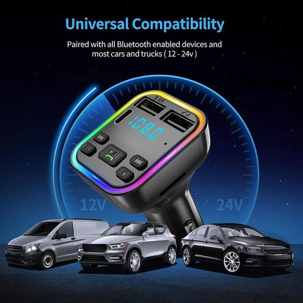 Car Bluetooth MP3 Player – Wireless FM Transmitter & Fast Charging Adapter