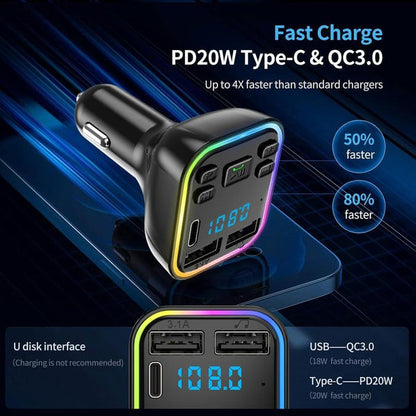 Car Bluetooth MP3 Player – Wireless FM Transmitter & Fast Charging Adapter
