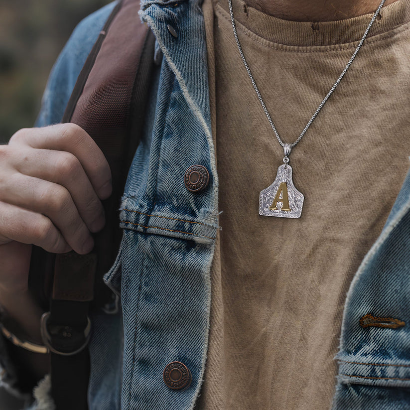 Custom Letter Pendant Cow Tag Initial Necklace 🤠