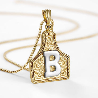 Custom Letter Pendant Cow Tag Initial Necklace 🤠