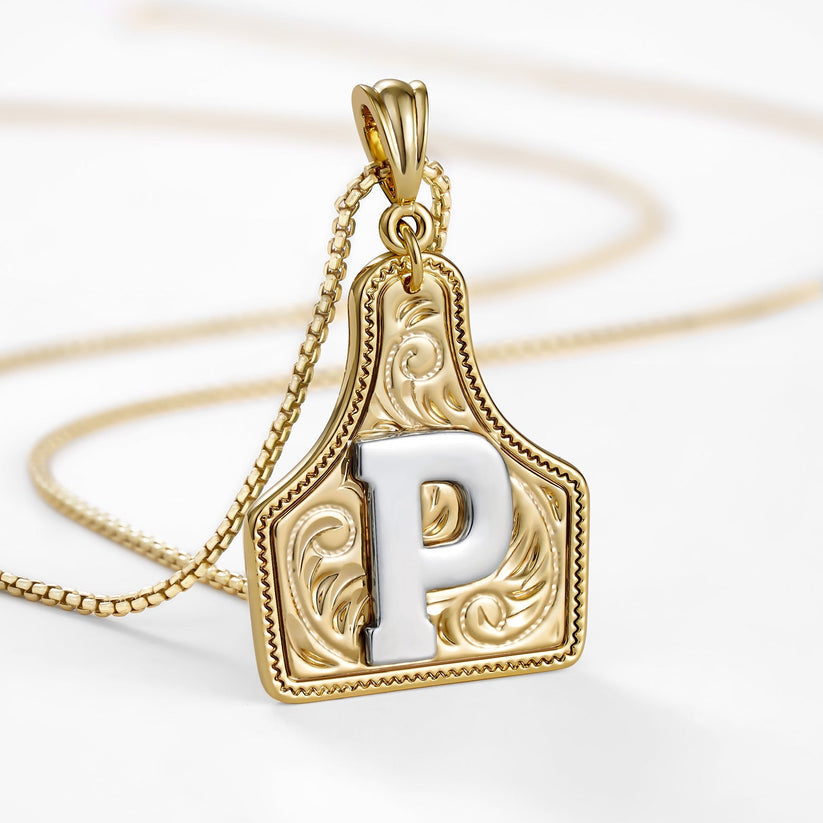 Custom Letter Pendant Cow Tag Initial Necklace 🤠
