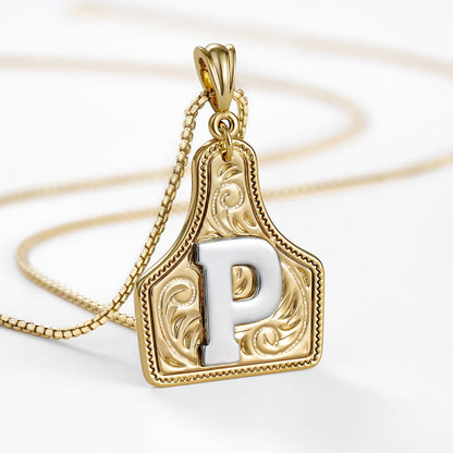 Custom Letter Pendant Cow Tag Initial Necklace 🤠