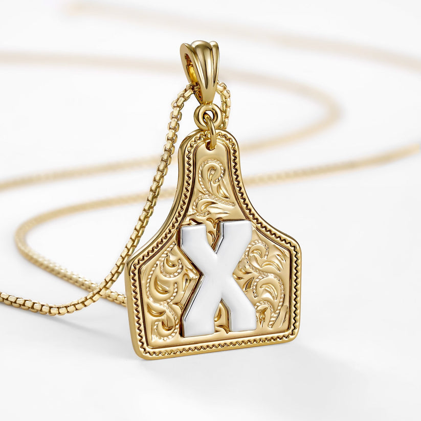 Custom Letter Pendant Cow Tag Initial Necklace 🤠