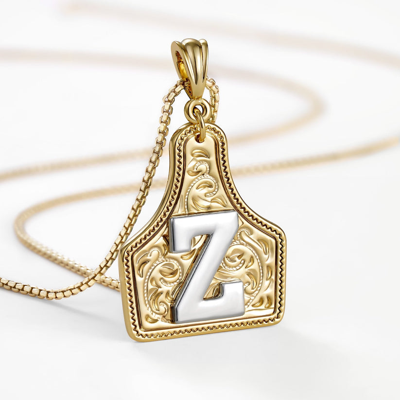 Custom Letter Pendant Cow Tag Initial Necklace 🤠