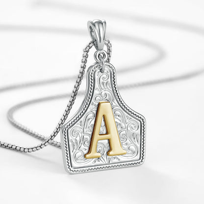 Custom Letter Pendant Cow Tag Initial Necklace 🤠