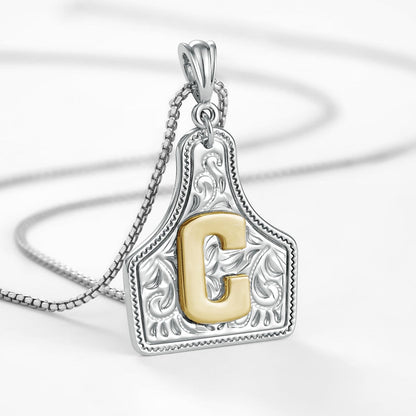 Custom Letter Pendant Cow Tag Initial Necklace 🤠