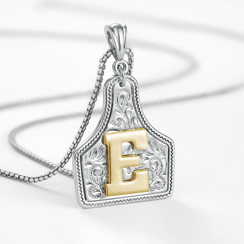Custom Letter Pendant Cow Tag Initial Necklace 🤠