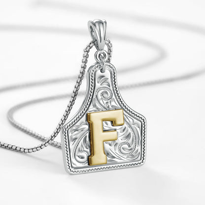 Custom Letter Pendant Cow Tag Initial Necklace 🤠