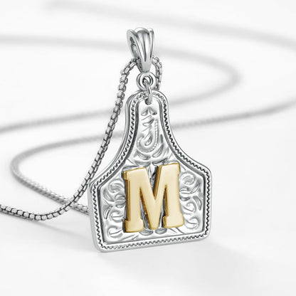 Custom Letter Pendant Cow Tag Initial Necklace 🤠