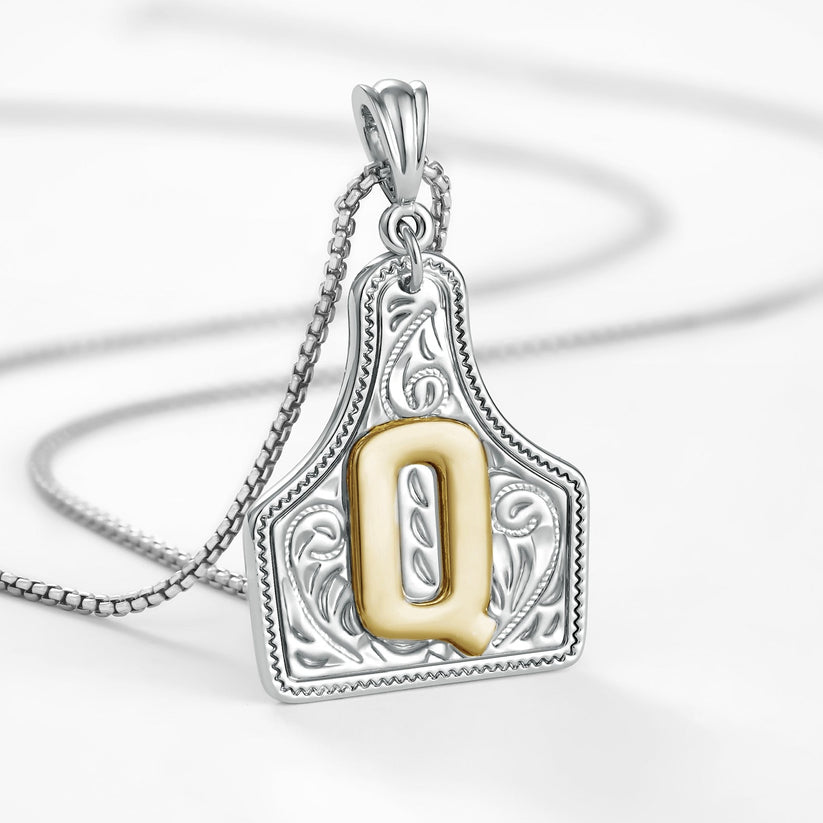 Custom Letter Pendant Cow Tag Initial Necklace 🤠
