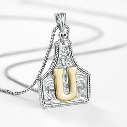 Custom Letter Pendant Cow Tag Initial Necklace 🤠
