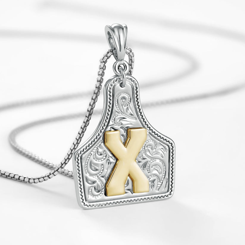 Custom Letter Pendant Cow Tag Initial Necklace 🤠