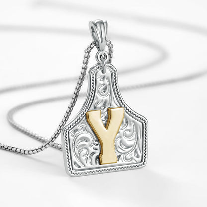 Custom Letter Pendant Cow Tag Initial Necklace 🤠