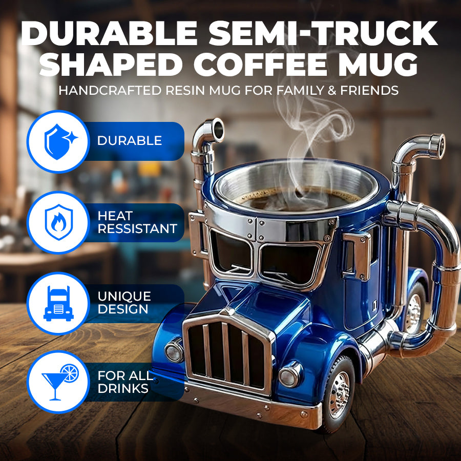 Durable Semi-Truck Shaped Coffee Mug – Handcrafted Resin Mug for Family & Friends