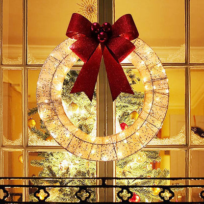 🎄 Sparkle-now Pre-sale! 🎀✨Pre-lit Large Christmas Wreath, Outdoor Christmas Wreath