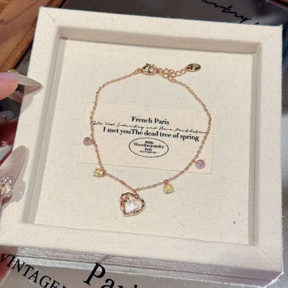 ✨ French Paris Heart Charm Bracelet