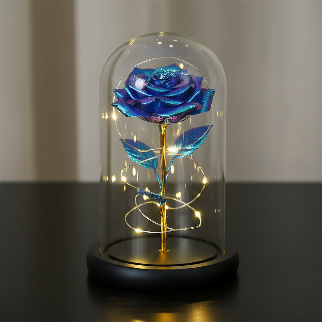 Simulated Gold Foil Rose & Preserved Flower