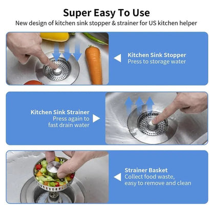 🏆Flash Sale⚡ 30K+ SOLD!🔥- Upgraded 3 in 1 Kitchen Sink Drain Strainer