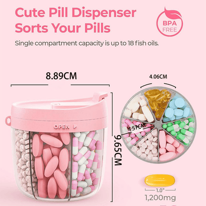 🎁Last Day Promotion🔥Pill Dispenser Bottle with 6 Compartments | Never Miss a Dose Again! 💊⏰