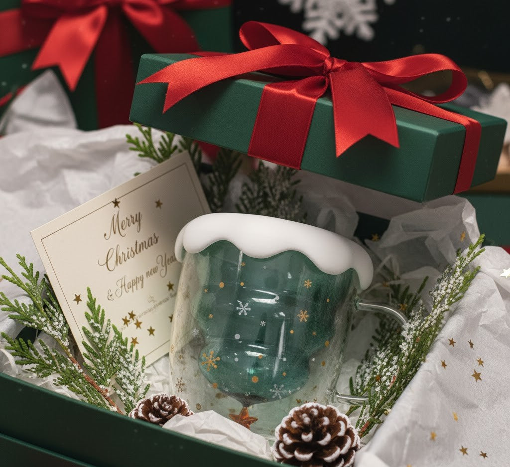 🎄☕ Christmas Snowflake Glass Mug ☕🎄